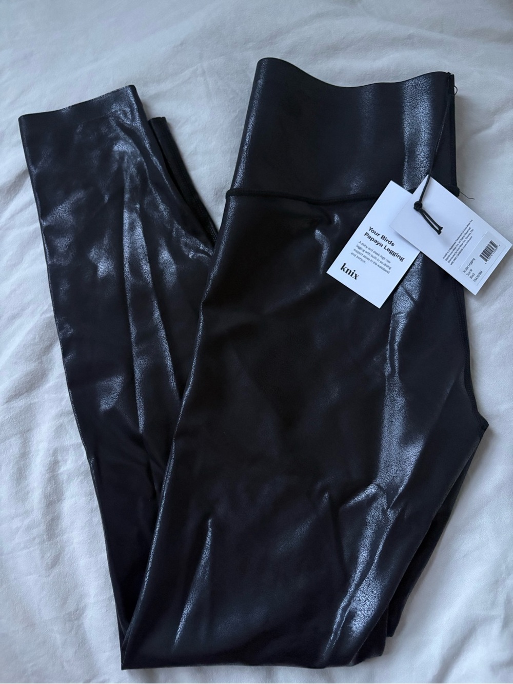 knix Glossy Faux Leather High-Rise Leggings in Black